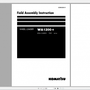Komatsu Wheel Loader WA1200 6 Field Assembly Instruction GEN00208 01 2020