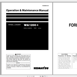 Komatsu Wheel Loader WA1200 6 Operation Maintenance Manual TEN00859 00 2019