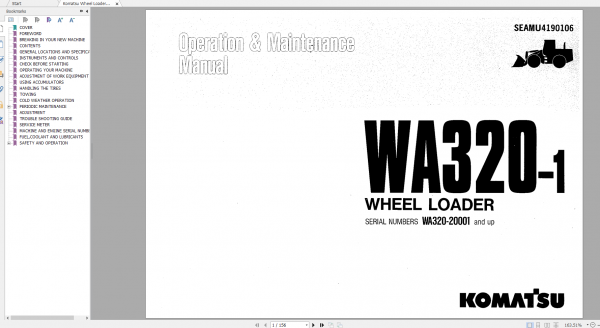 Komatsu Wheel Loader WA320 1 Operation Maintenance Manual SEAMU4190106
