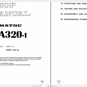 Komatsu Wheel Loader WA320 1 Shop Manual SEBMU4190103 1509 1990