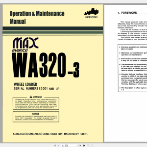 Komatsu Wheel Loader WA320 3 Operation Maintenance Manual OMEW3200M1