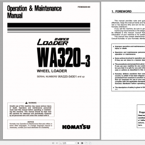 Komatsu Wheel Loader WA320 3 Operation Maintenance Manual PEN00259 00 2007
