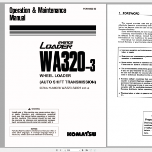 Komatsu Wheel Loader WA320 3 Operation Maintenance Manual PEN00260 00 2007