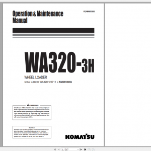 Komatsu Wheel Loader WA320 3 Operation Maintenance Manual VEAM450300 1999