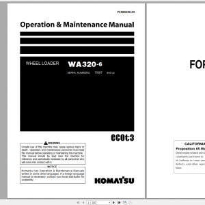 Komatsu Wheel Loader WA320 6 Operation Maintenance Manual PEN00498 09 2019