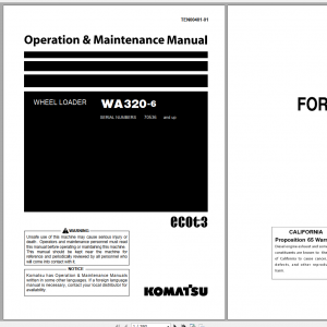 Komatsu Wheel Loader WA320 6 Operation Maintenance Manual TEN00401 01 2016