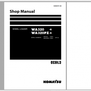 Komatsu Wheel Loader WA320 6 WA320PZ 6 Shop Manual SEN03911 08 2009