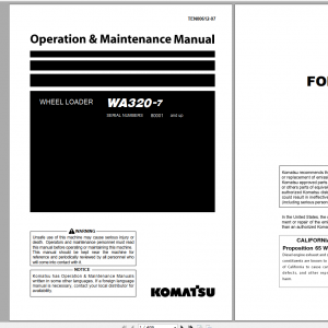 Komatsu Wheel Loader WA320 7 Operation Maintenance Manual TEN00612 07 2019