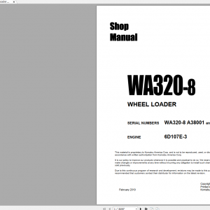 Komatsu Wheel Loader WA320 8 Engine 6D107E 3 Shop Manual CEBM031203 2019