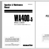 Komatsu Wheel Loader WA400 5 Operation Maintenance Manual SEAM047401T 2002