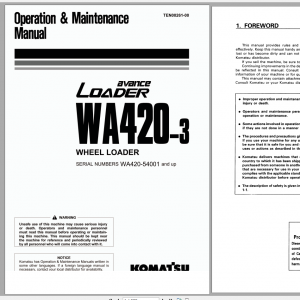 Komatsu Wheel Loader WA420 3 Operation Maintenance Manual TEN00261 00 2007