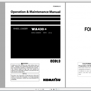 Komatsu Wheel Loader WA430 6 Operation Maintenance Manual PEN00862 03 2019