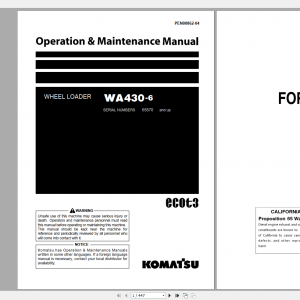 Komatsu Wheel Loader WA430 6 Operation Maintenance Manual PEN00862 04 2021