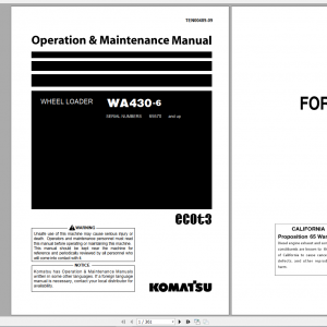 Komatsu Wheel Loader WA430 6 Operation Maintenance Manual TEN00489 09 2021