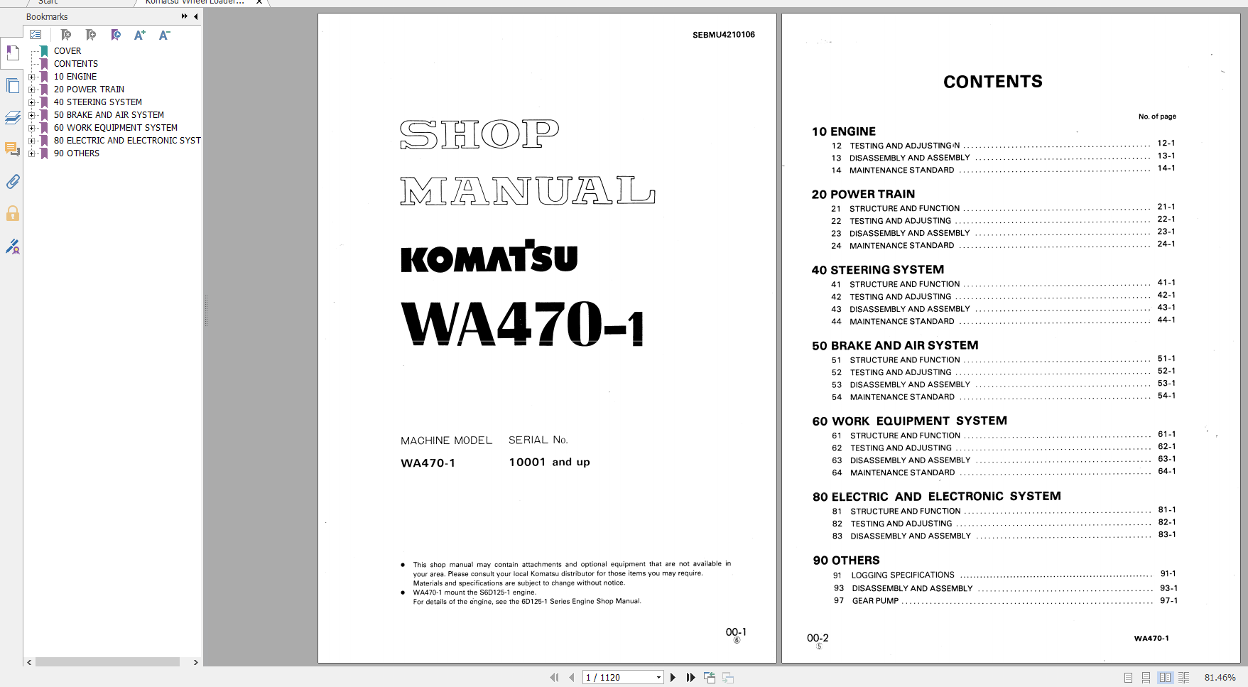 Komatsu Wheel Loader WA470 1 Shop Manual SEBMU4210106