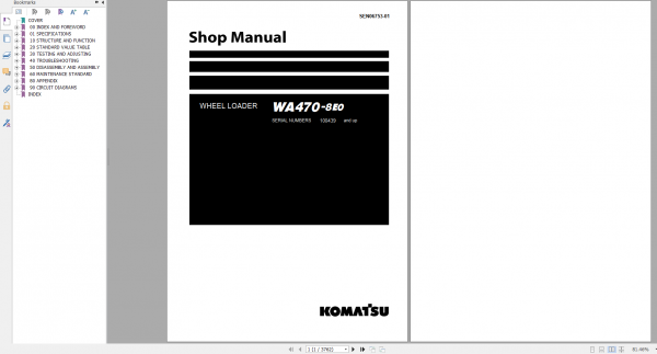 Komatsu Wheel Loader WA470 8E0 Shop Manual SEN06753 01 2020
