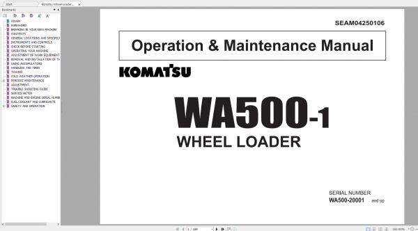 Komatsu Wheel Loader WA500 1 Operation Maintenance Manual SEAM04250106