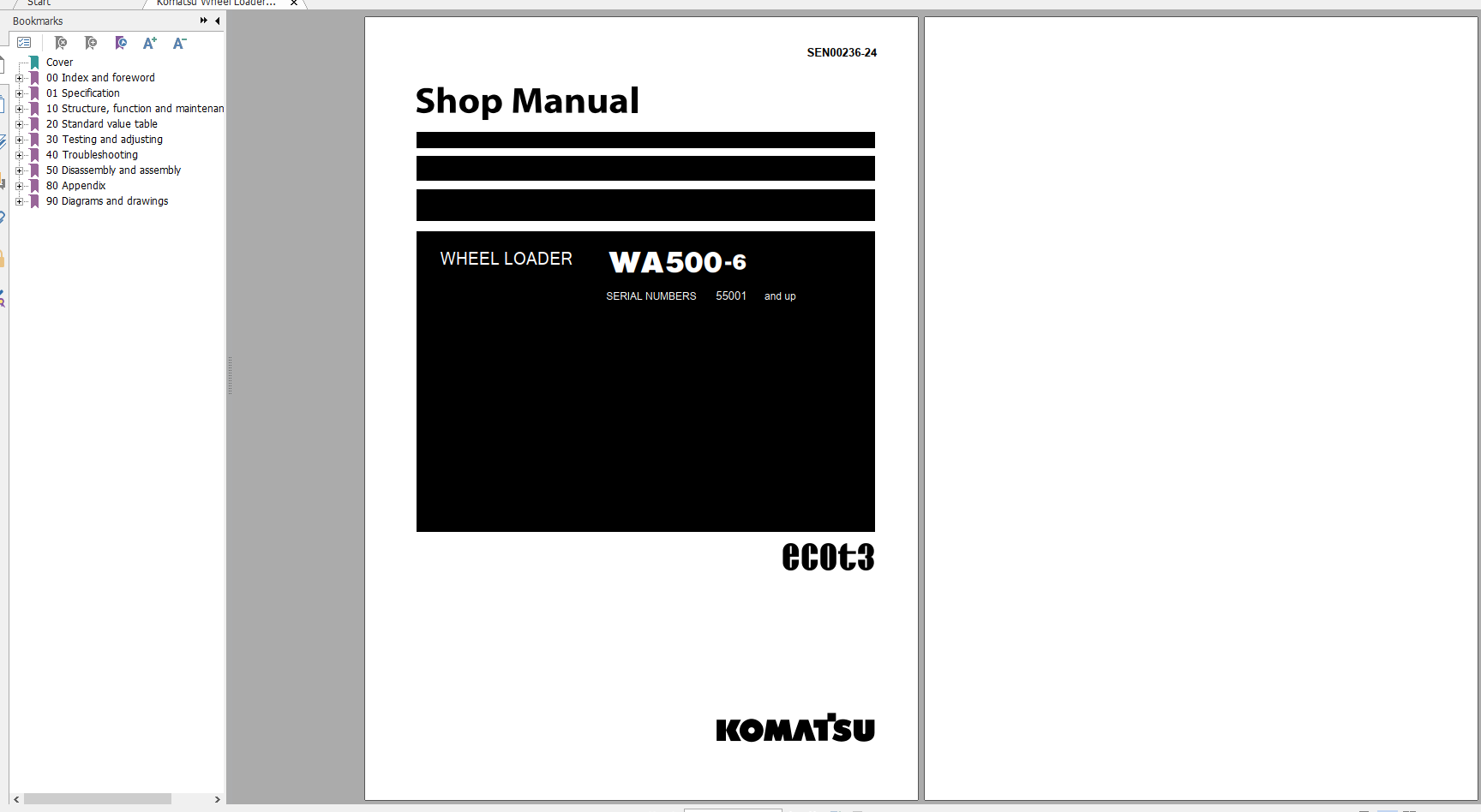 Komatsu Wheel Loader WA500 6 Shop Manual SEN00236 24 2020