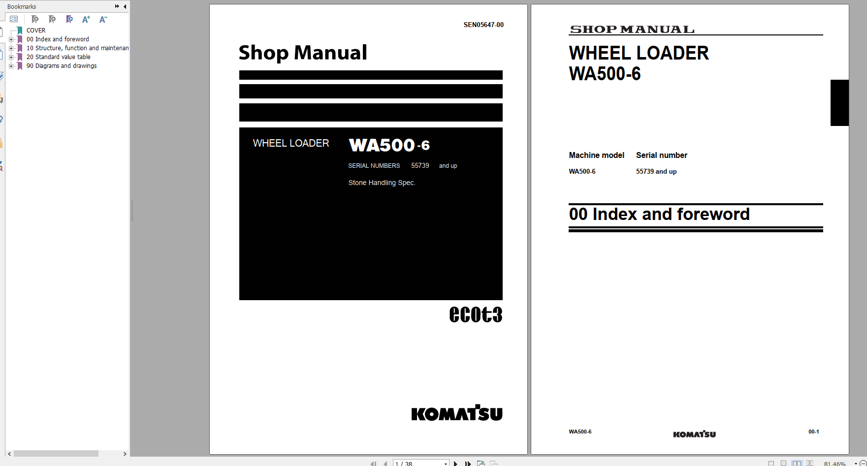 Komatsu Wheel Loader WA500 6 Shop Manual SEN05647 00 2011