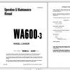 Komatsu Wheel Loader WA600 3 Operation Maintenance Manual CEAD003001 1998