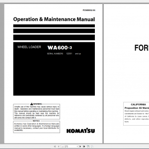 Komatsu Wheel Loader WA600 3 Operation Maintenance Manual PEN00002 06 2020