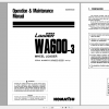 Komatsu Wheel Loader WA600 3 Operation Maintenance Manual SEAM018400 1998