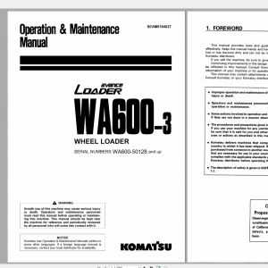 Komatsu Wheel Loader WA600 3 Operation Maintenance Manual SEAM018402T 1999