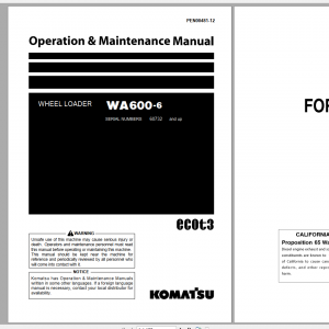 Komatsu Wheel Loader WA600 6 Operation Maintenance Manual PEN00481 12 2020