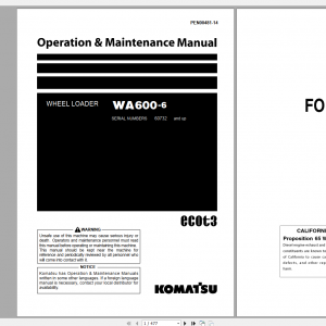 Komatsu Wheel Loader WA600 6 Operation Maintenance Manual PEN00481 14 2020