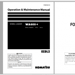 Komatsu Wheel Loader WA600 6 Operation Maintenance Manual PEN01025 03 2020