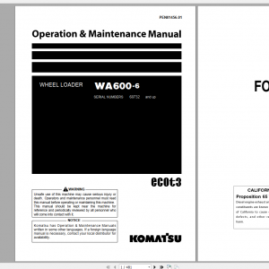 Komatsu Wheel Loader WA600 6 Operation Maintenance Manual PEN01456 01 2020