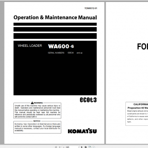 Komatsu Wheel Loader WA600 6 Operation Maintenance Manual TEN00372 01 2010