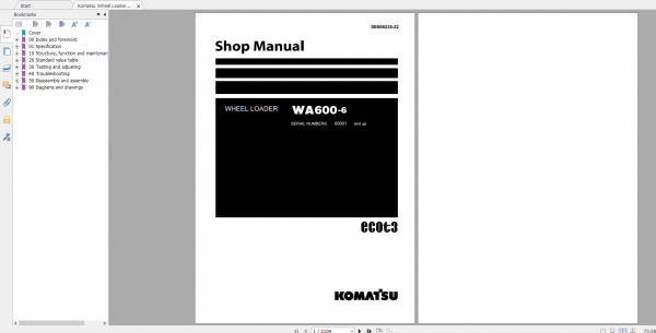 Komatsu Wheel Loader WA600 6 Shop Manual SEN00235 22 2018
