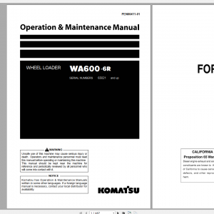 Komatsu Wheel Loader WA600 6R Operation Maintenance Manual PEN00411 01 2010