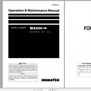 Komatsu Wheel Loader WA600 6R Operation Maintenance Manual PEN00482 11 2019