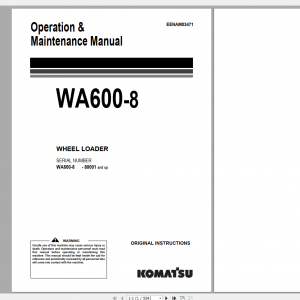 Komatsu Wheel Loader WA600 8 Operation Maintenance Manual EENAM03471 2017