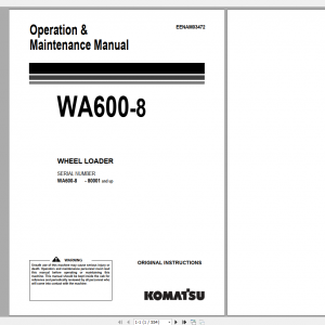 Komatsu Wheel Loader WA600 8 Operation Maintenance Manual EENAM03472 2017