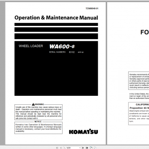 Komatsu Wheel Loader WA600 8 Operation Maintenance Manual TEN00848 01 2020