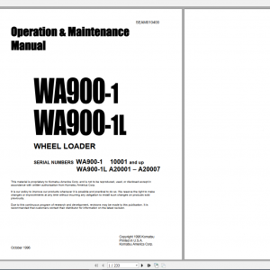 Komatsu Wheel Loader WA900 1 WA900 1L Operation Maintenance Manual SEAM010400 1996