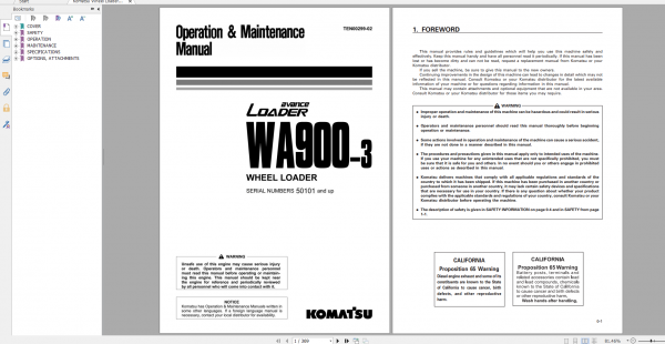 Komatsu Wheel Loader WA900 3 Operation Maintenance Manual TEN00299 02 2011