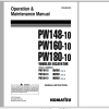 Komatsu Wheeled Excavator PW148 10 PW160 10 PW180 10 Operation Maintenance Manual VENAM63022 2016