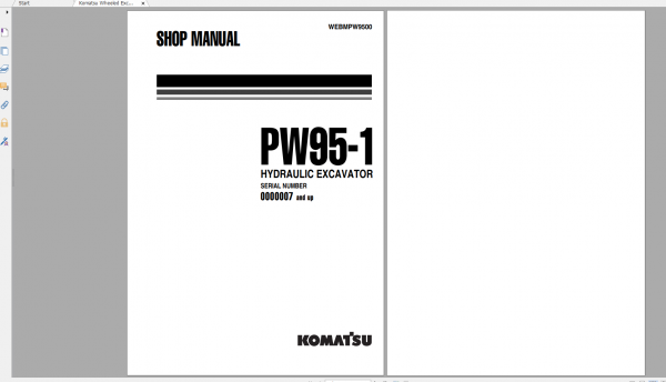 Komatsu Wheeled Excavator PW95 1 Shop Manual WEBMPW9500 2000