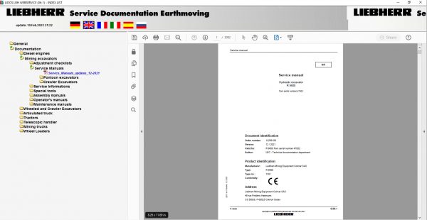 Liebherr Lidos COT LBH LFR LHB LWE LWT Online EPC Service Document Updated 02.2022 DVD 13