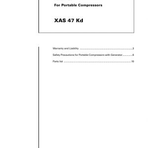 Atlas Copco Portable Compressors XAS 47 Kd Parts List 2955 0210 00 2005