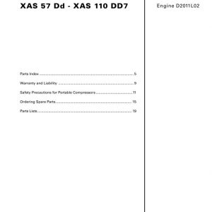 Atlas Copco Portable Compressors XAS 57 Dd XAS 110 DD7 Parts List 2955 1310 00 2007