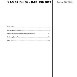 Atlas Copco Portable Compressors XAS 67 DdG XAS 130 DD7 Parts List 2955 1320 00 2007