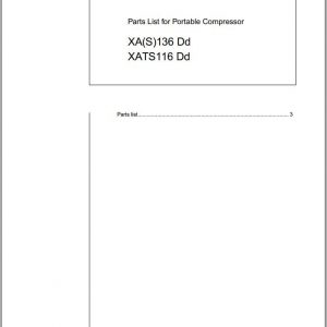 Atlas Copco Portable Compressors XAS136 Dd XATS116 Dd Parts List 1092 0526 00 2006