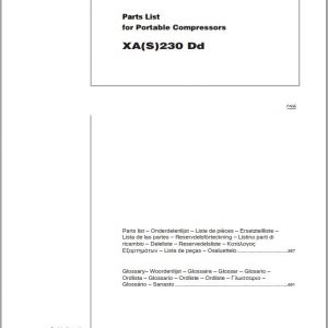 Atlas Copco Portable Compressors XAS230 Dd Parts List 2950 0912 00 1998