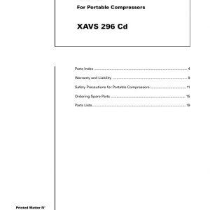 Atlas Copco Portable Compressors XAVS 296 Cd Parts List 2955 0930 00 2006