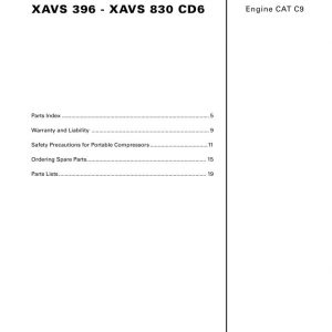 Atlas Copco Portable Compressors XAVS 396 XAVS 830 CD6 Parts List 2955 0430 01 2007